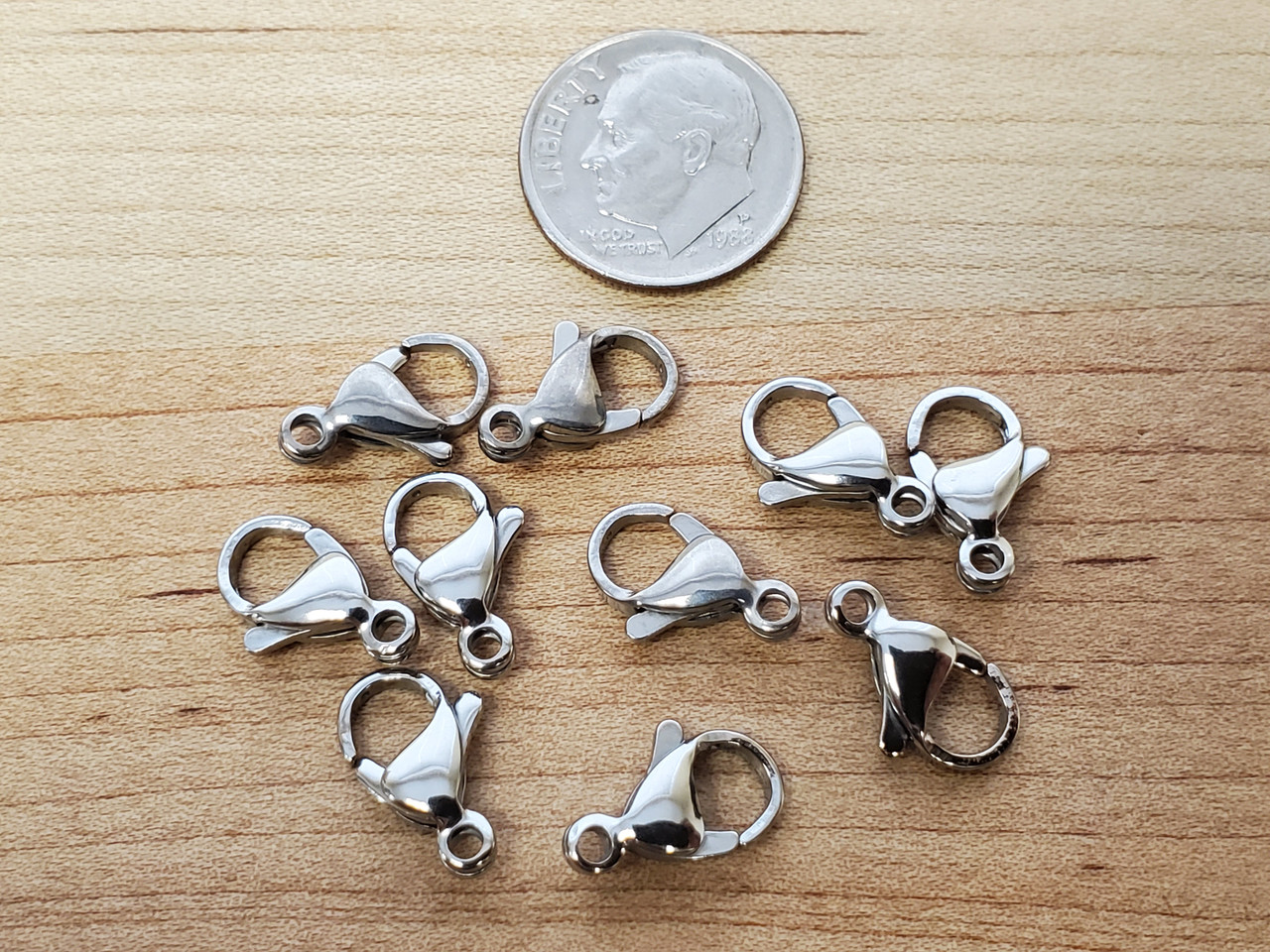Stainless Steel Lobster Clasps 18-20SWG – 1.5mm – 18-20SWG – 10pcs / Silver