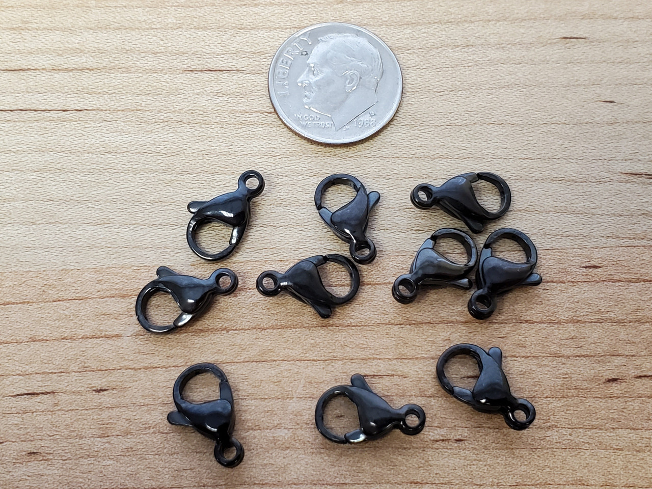 Stainless Steel Lobster Clasps 18-20SWG – 1.5mm – 18-20SWG – 10pcs / Black