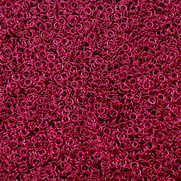 Cosmic Pink Anodized Aluminum jump rings in 20 SWG, 9/64 inch ID, 1/4 lb (4 oz)