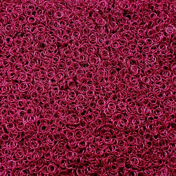 Cosmic Pink Anodized Aluminum jump rings in 20 SWG, 3/16 inch ID, 1/4 lb (4 oz)