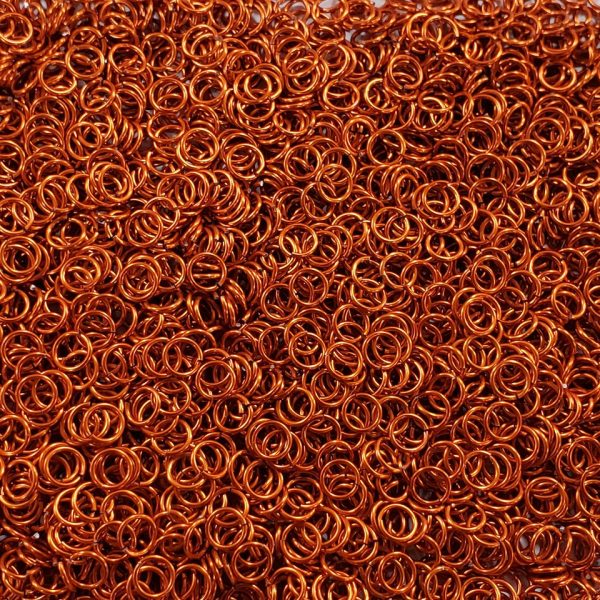 Orange Anodized Aluminum jump rings in 18 SWG, 1/4 inch ID, 1/2 lb (8 oz)