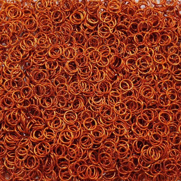 Orange Anodized Aluminum jump rings in 18 SWG, 5/16 inch ID, 1/2 lb (8 oz)