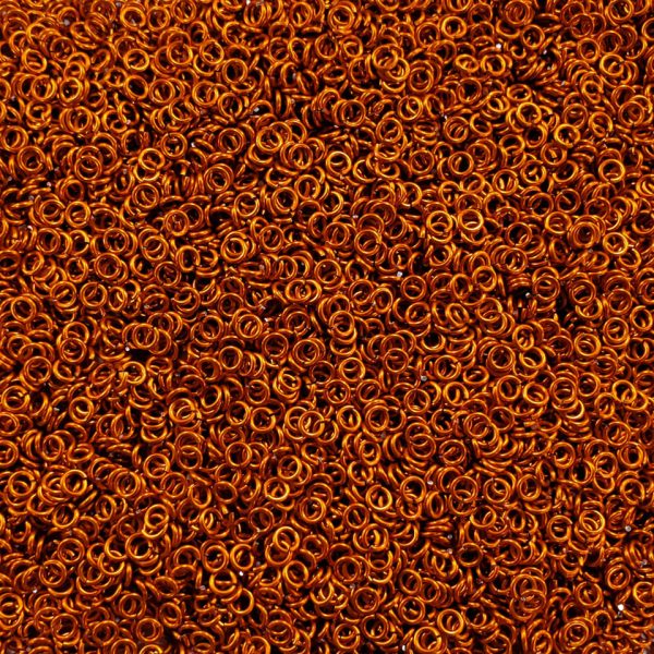 Orange Anodized Aluminum jump rings in 18 SWG, 9/64 inch ID, 1/4 lb (4 oz)