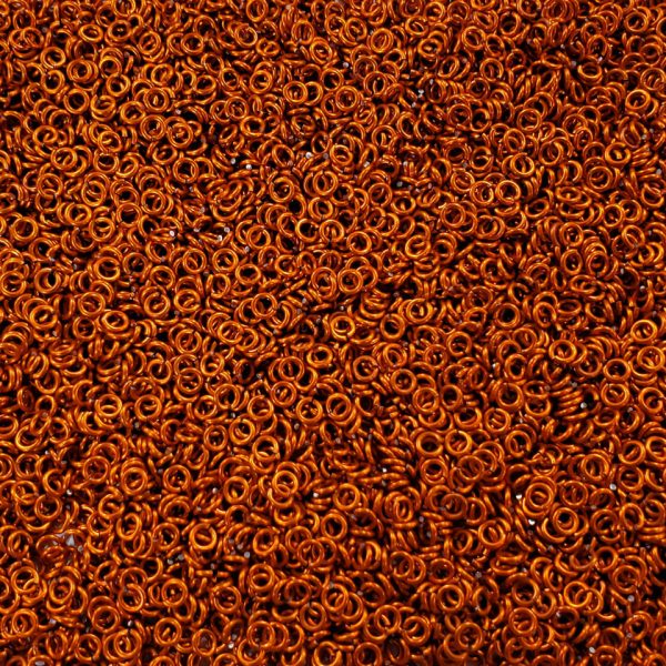 Orange Anodized Aluminum jump rings in 18 SWG, 1/8 inch ID, 1/4 lb (4 oz)