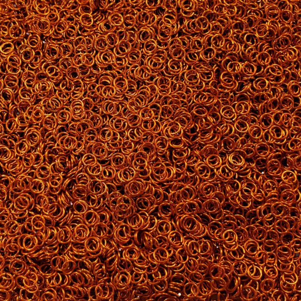 Orange Anodized Aluminum jump rings in 20 SWG, 3/16 inch ID, 1/4 lb (4 oz)