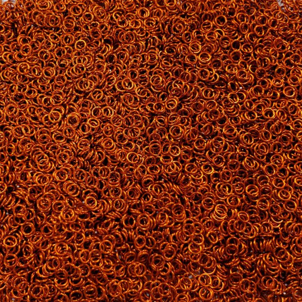Orange Anodized Aluminum jump rings in 20 SWG, 5/32 inch ID, 1/4 lb (4 oz)
