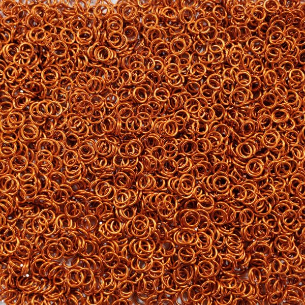 Orange Anodized Aluminum jump rings in 18 SWG, 7/32 inch ID, 1/2 lb (8 oz)