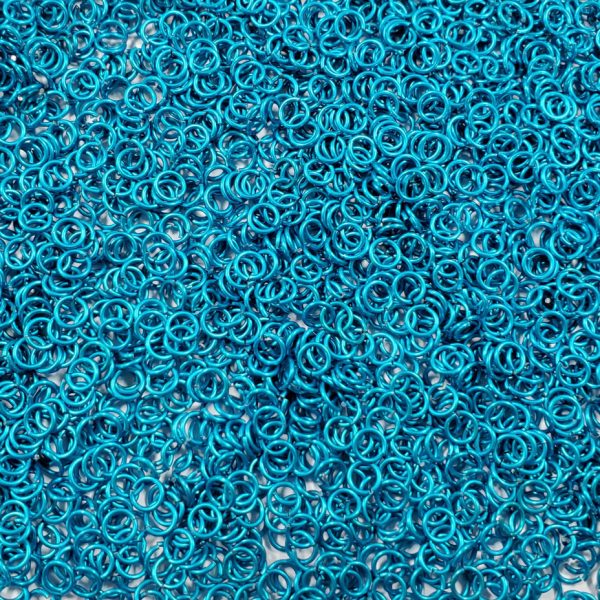 Turquoise Anodized Aluminum jump rings in 20 SWG, 5/32 inch ID, 1/4 lb (4 oz)
