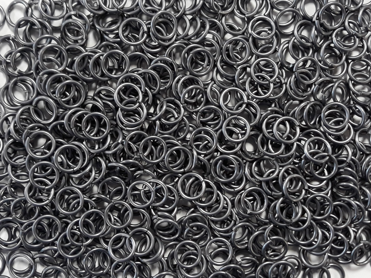 Stormy Gray Anodized Aluminum jump rings in 14 SWG, 3/8 inch ID, 1/2 lb (8 oz)
