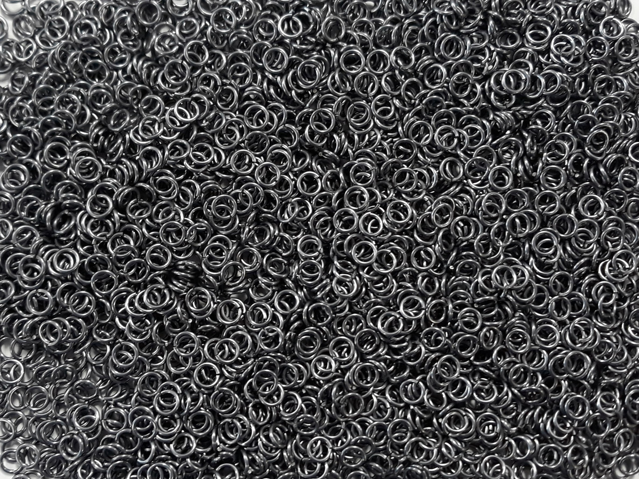 Stormy Gray Anodized Aluminum jump rings in 18 SWG, 3/16 inch ID, 1/2 lb (8 oz)