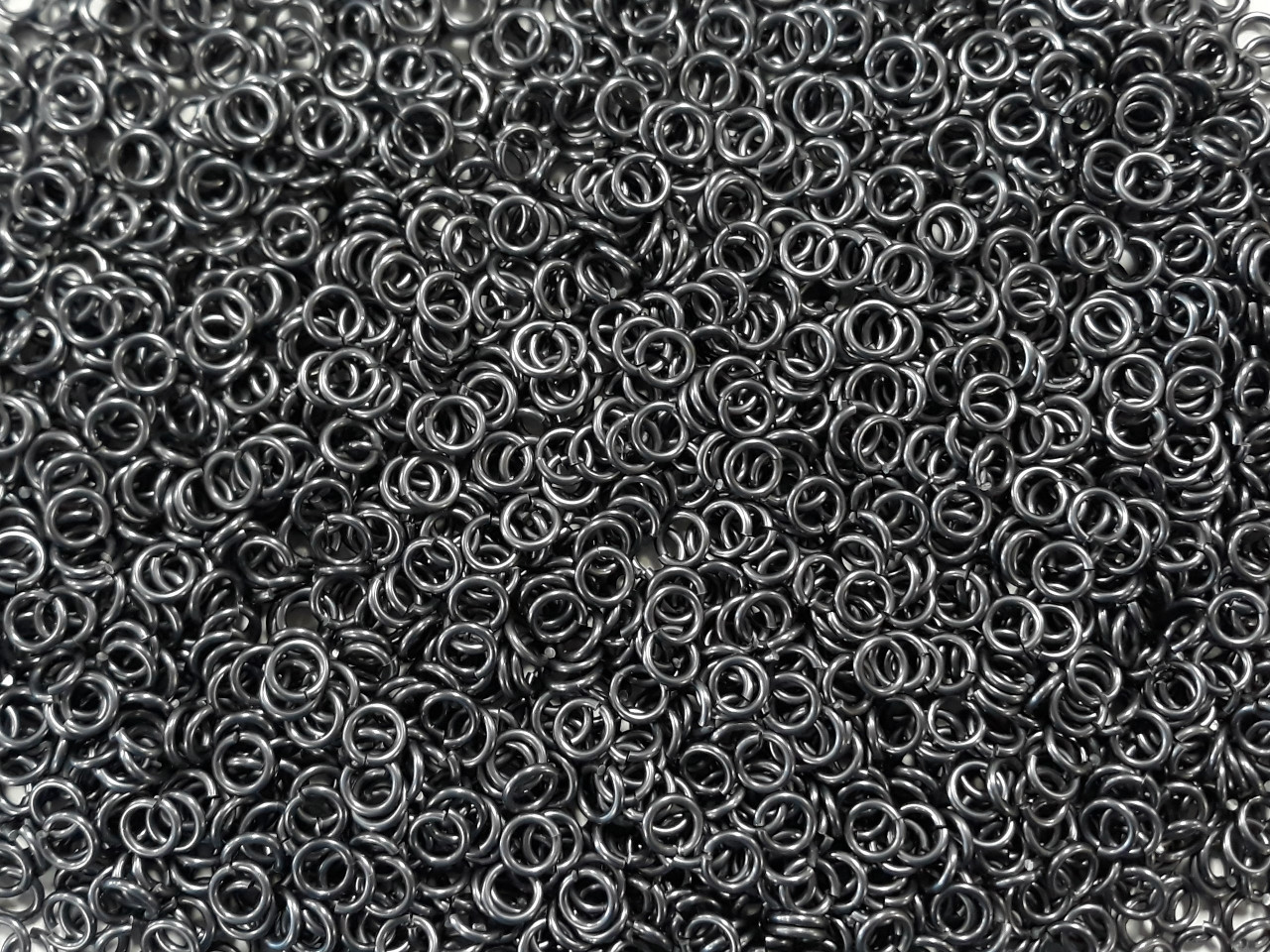 Stormy Gray Anodized Aluminum jump rings in 16 SWG, 7/32 inch ID, 1/2 lb (8 oz)