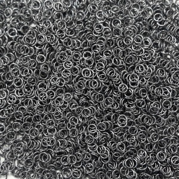 Stormy Gray Anodized Aluminum jump rings in 18 SWG, 7/32 inch ID, 1/2 lb (8 oz)
