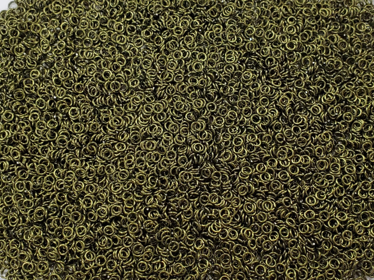 OD Green Anodized Aluminum jump rings in 20 SWG, 9/64 inch ID, 1/4 lb (4 oz)