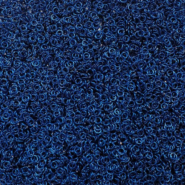 Blue Anodized Aluminum jump rings in 20 SWG, 9/64 inch ID, 1/4 lb (4 oz)