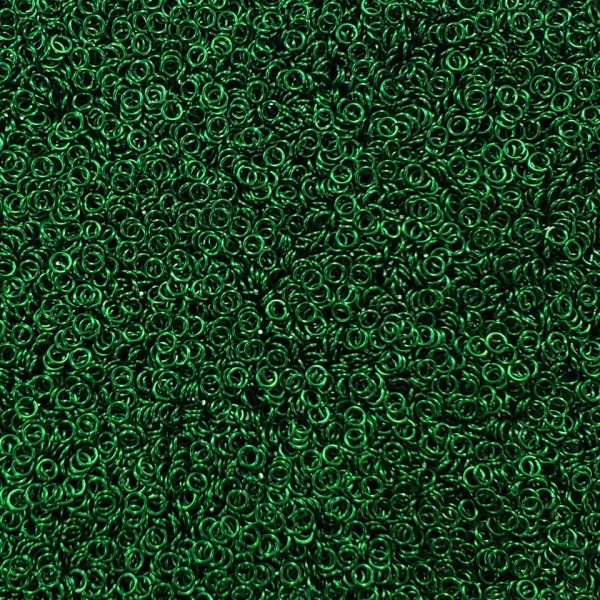 Kelly Green Anodized Aluminum jump rings in 20 SWG, 1/8 inch ID, 1/4 lb (4 oz)