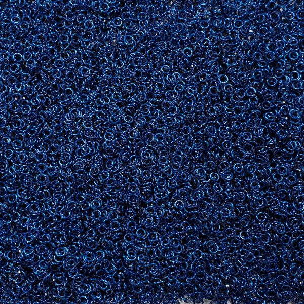 Blue Anodized Aluminum jump rings in 20 SWG, 1/8 inch ID, 1/4 lb (4 oz)