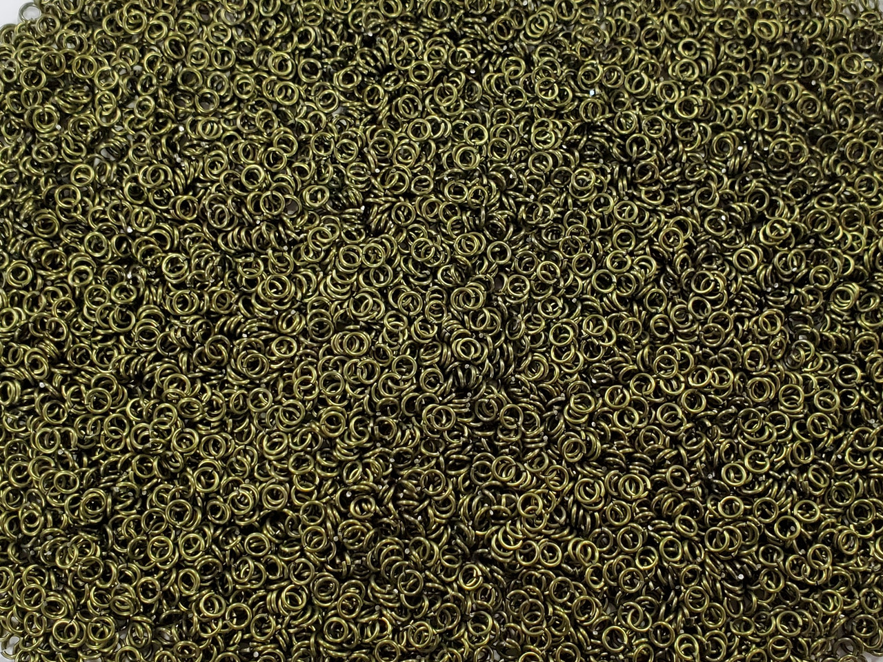 OD Green Anodized Aluminum jump rings in 20 SWG, 1/8 inch ID, 1/4 lb (4 oz)