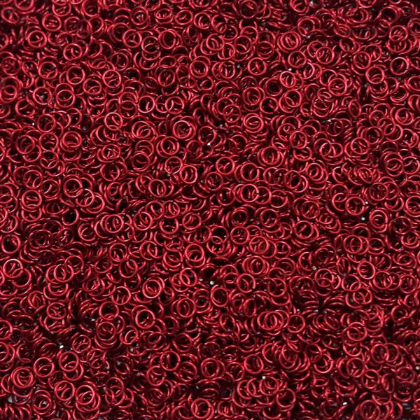 Red Anodized Aluminum jump rings in 20 SWG, 5/32 inch ID, 1/4 lb (4 oz)