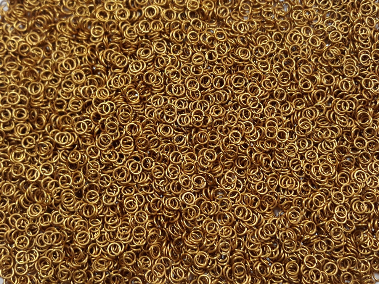 Gold Anodized Aluminum jump rings in 20 SWG, 5/32 inch ID, 1/4 lb (4 oz)