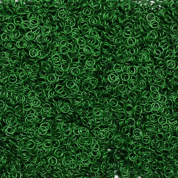 Kelly Green Anodized Aluminum jump rings in 20 SWG, 3/16 inch ID, 1/4 lb (4 oz)