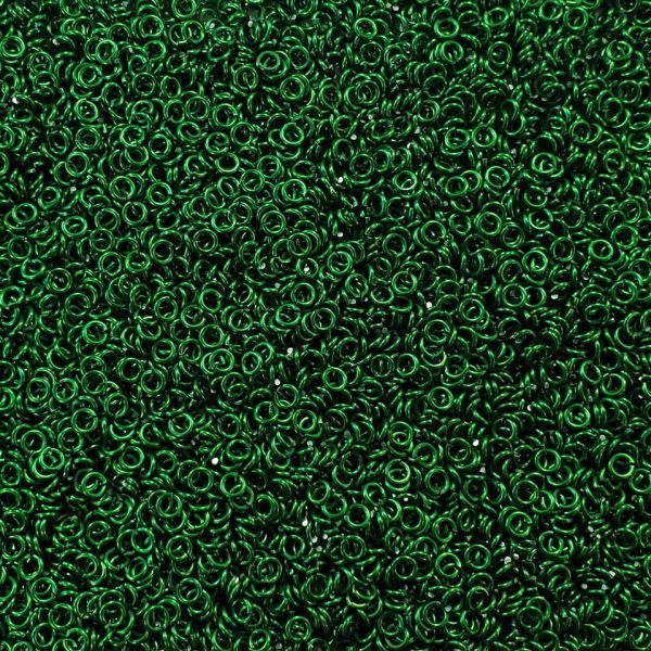 Kelly Green Anodized Aluminum jump rings in 18 SWG, 1/8 inch ID, 1/4 lb (4 oz)