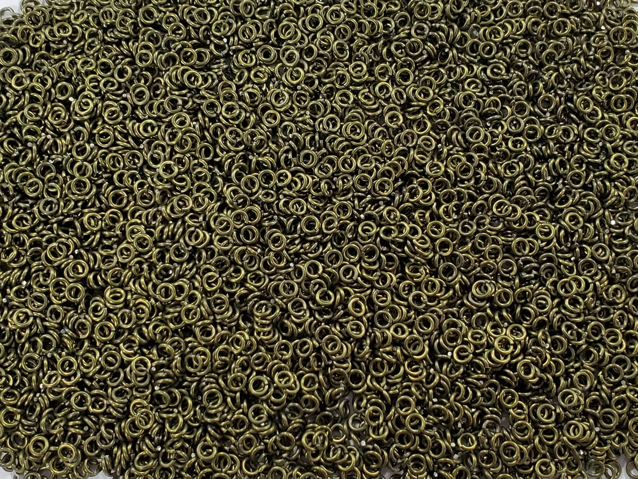 OD Green Anodized Aluminum jump rings in 18 SWG, 1/8 inch ID, 1/4 lb (4 oz)