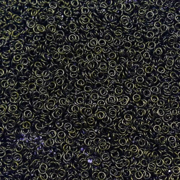 OD Green Anodized Aluminum jump rings in 18 SWG, 9/64 inch ID, 1/4 lb (4 oz)