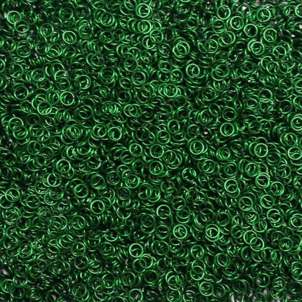 Kelly Green Anodized Aluminum jump rings in 18 SWG, 3/16 inch ID, 1/2 lb (8 oz)