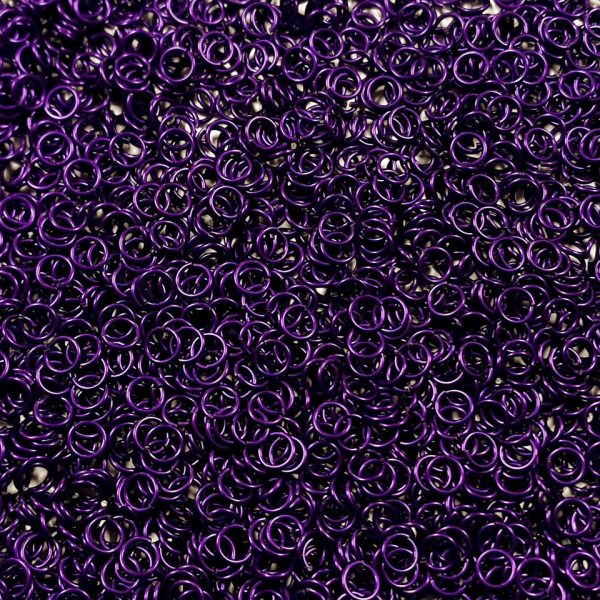 Violet Anodized Aluminum jump rings in 18 SWG, 7/32 inch ID, 1/2 lb (8 oz)