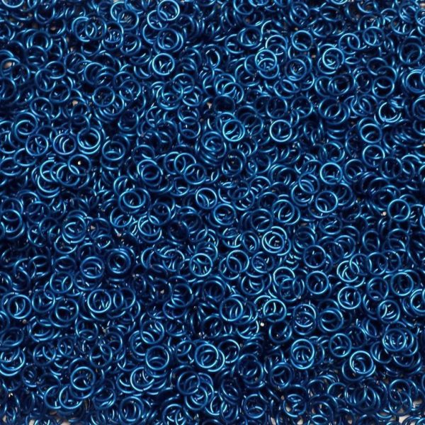 Blue Anodized Aluminum jump rings in 18 SWG, 7/32 inch ID, 1/2 lb (8 oz)
