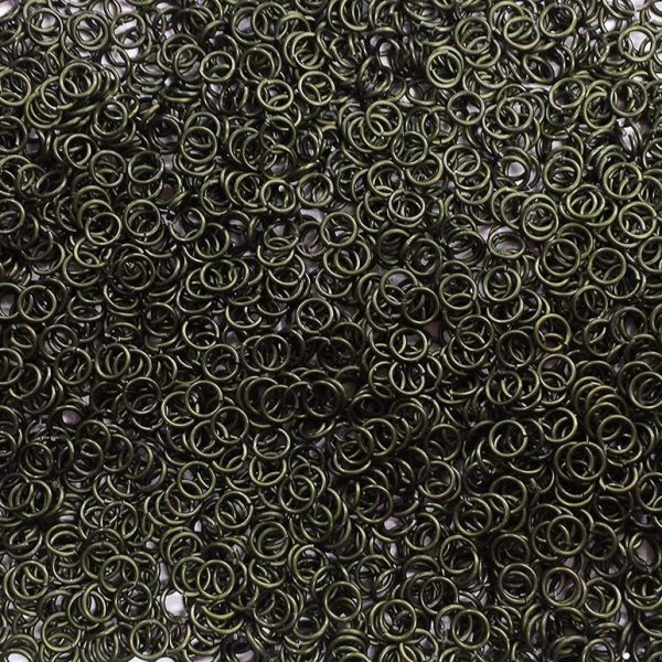 OD Green Anodized Aluminum jump rings in 18 SWG, 7/32 inch ID, 1/2 lb (8 oz)