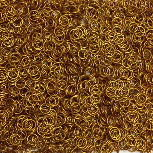 Gold Anodized Aluminum jump rings in 18 SWG, 9/32 inch ID, 1/2 lb (8 oz)