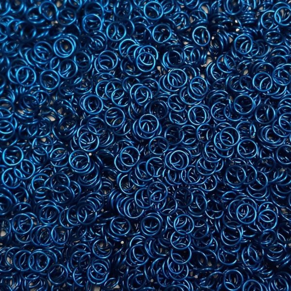 Blue Anodized Aluminum jump rings in 18 SWG, 9/32 inch ID, 1/2 lb (8 oz)