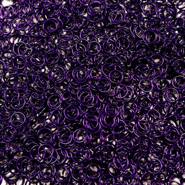 Violet Anodized Aluminum jump rings in 18 SWG, 5/16 inch ID, 1/2 lb (8 oz)