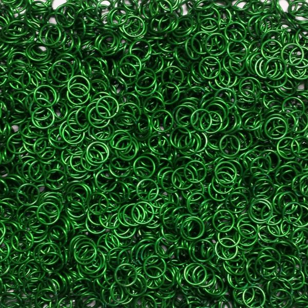 Kelly Green Anodized Aluminum jump rings in 18 SWG, 5/16 inch ID, 1/2 lb (8 oz)