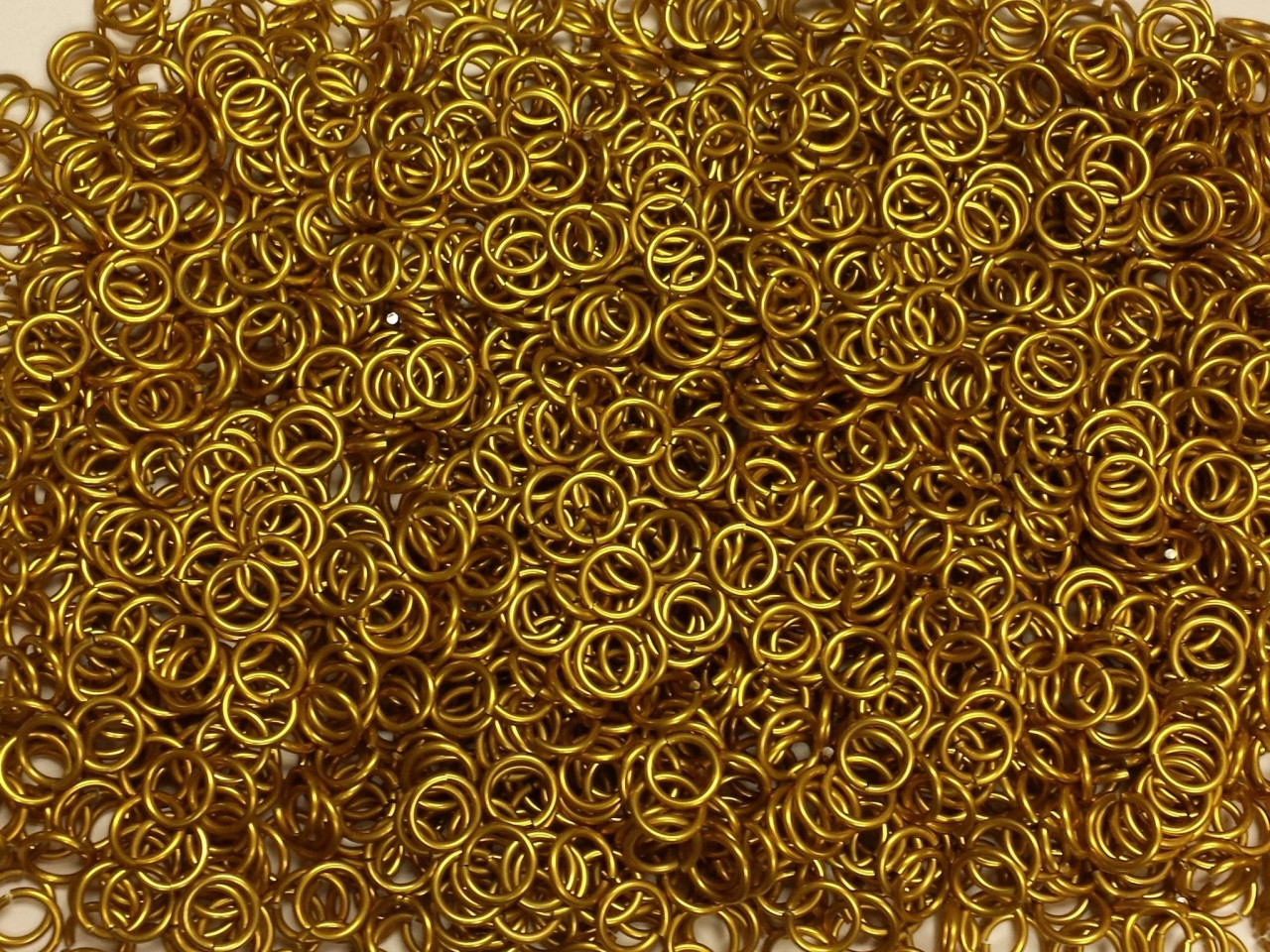 Gold Anodized Aluminum jump rings in 16 SWG, 5/16 inch ID, 1/2 lb (8 oz)