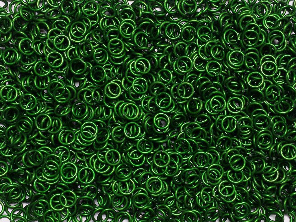 Kelly Green Anodized Aluminum jump rings in 14 SWG, 5/16 inch ID, 1/2 lb (8 oz)