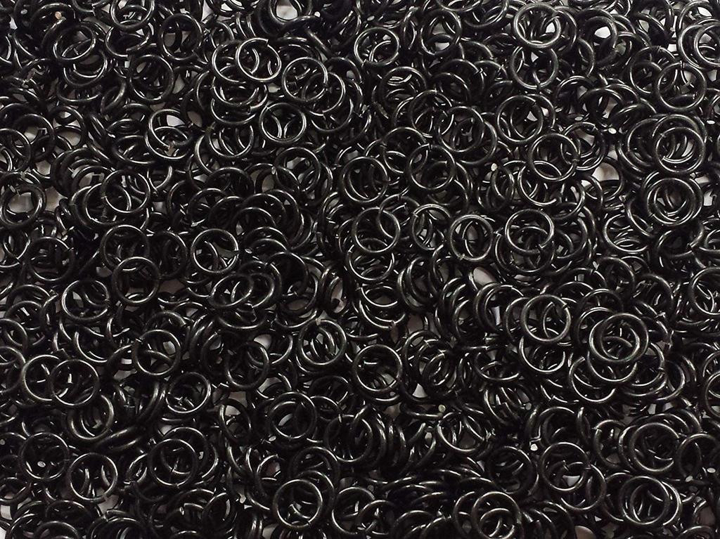 Black Anodized Aluminum jump rings in 14 SWG, 3/8 inch ID, 1/2 lb (8 oz)