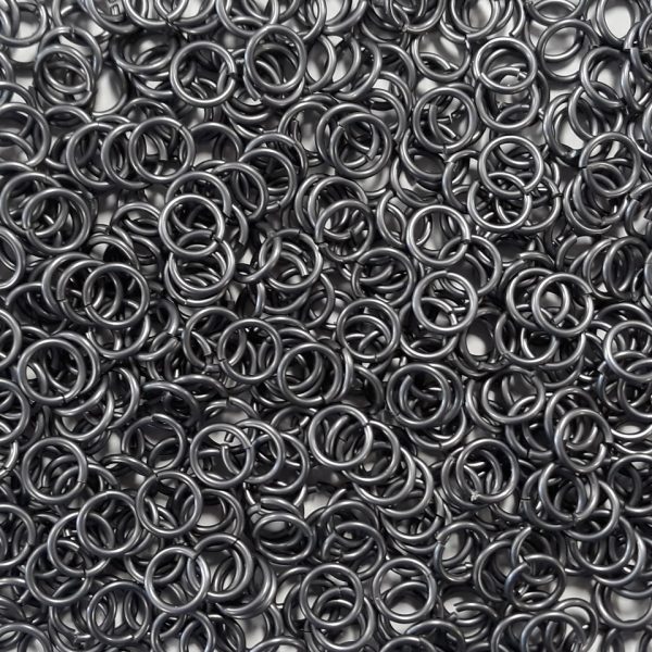 Stormy Gray Anodized Aluminum jump rings in 14 SWG, 3/8 inch ID, 1 oz