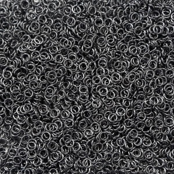 Stormy Gray Anodized Aluminum jump rings in 18 SWG, 3/16 inch ID, 1 oz