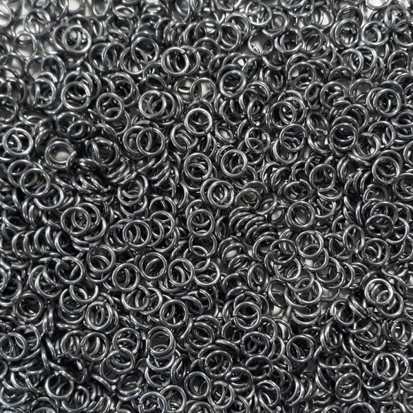 Stormy Gray Anodized Aluminum jump rings in 16 SWG, 1/4 inch ID, 1 oz