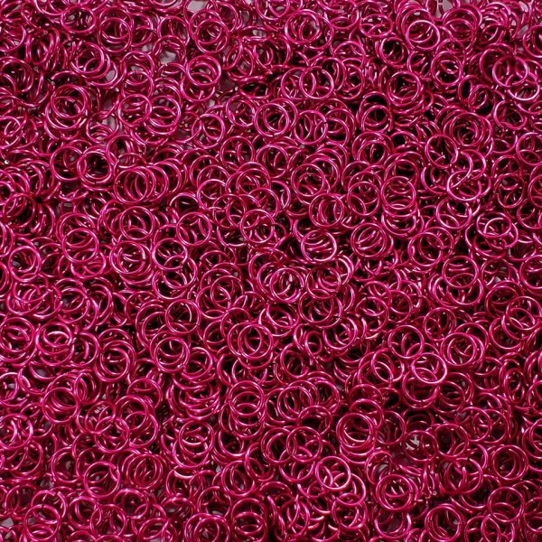 Cosmic Pink Anodized Aluminum jump rings in 18 SWG, 9/32 inch ID, 1 oz