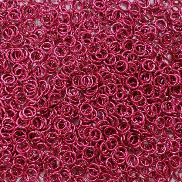 Cosmic Pink Anodized Aluminum jump rings in 16 SWG, 9/32 inch ID, 1 oz