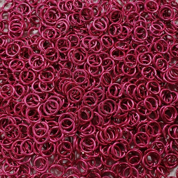 Cosmic Pink Anodized Aluminum jump rings in 16 SWG, 5/16 inch ID, 1 oz