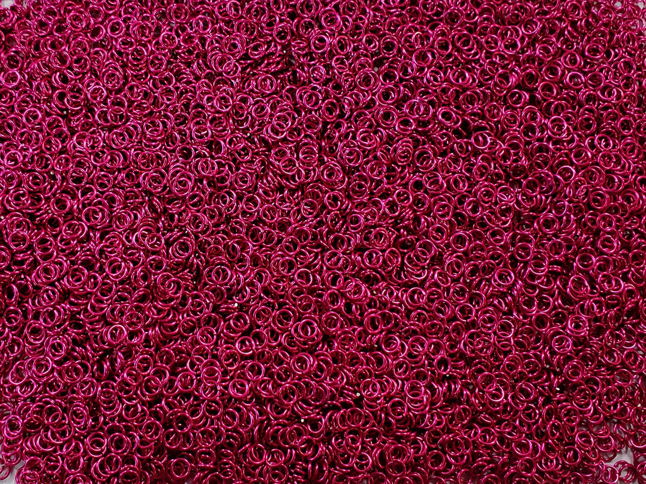 Cosmic Pink Anodized Aluminum jump rings in 20 SWG, 5/32 inch ID, 1 oz