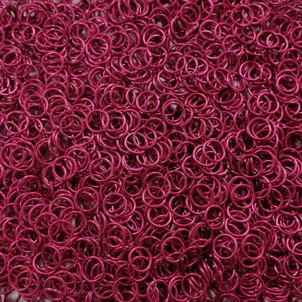 Cosmic Pink Anodized Aluminum jump rings in 18 SWG, 5/16 inch ID, 1 oz