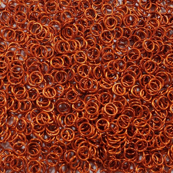 Orange Anodized Aluminum jump rings in 16 SWG, 5/16 inch ID, 1 oz