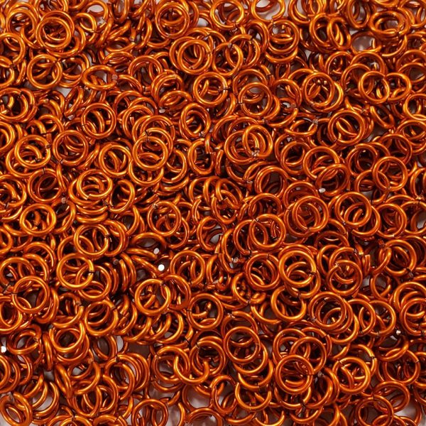 Orange Anodized Aluminum jump rings in 14 SWG, 5/16 inch ID, 1 oz