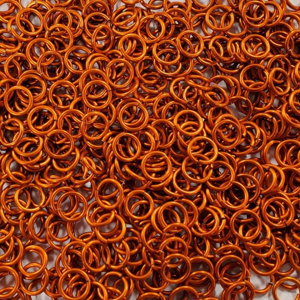 Orange Anodized Aluminum jump rings in 14 SWG, 3/8 inch ID, 1 oz