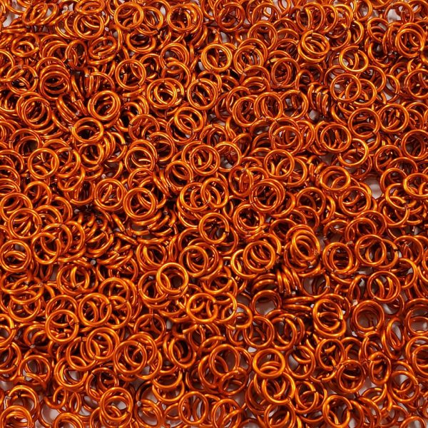 Orange Anodized Aluminum jump rings in 16 SWG, 9/32 inch ID, 1 oz